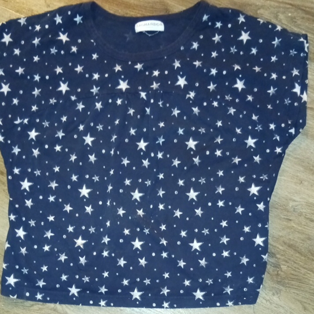 Woman's Sag Harbor Starry Top, Shirt Scoop Neck Blue + White (M-L)